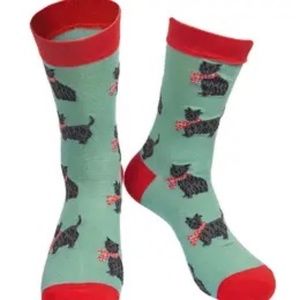 Mens Bamboo Dog Socks Scottie Dog West Highland Terrier Red